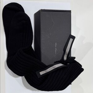 Rick Owens Black Ribbed Cashmere Socks